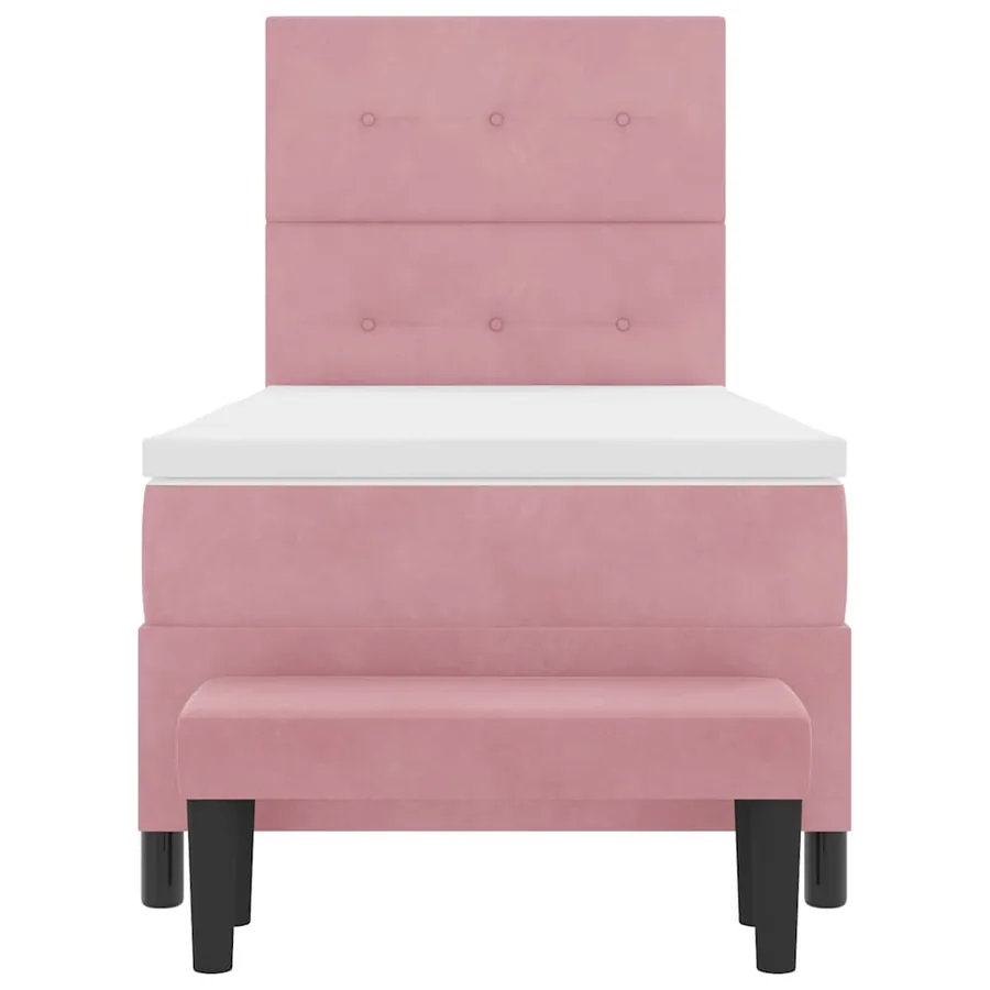 Lit à ressorts avec tête de lit Rose 200 x 90 cm Velours - 7