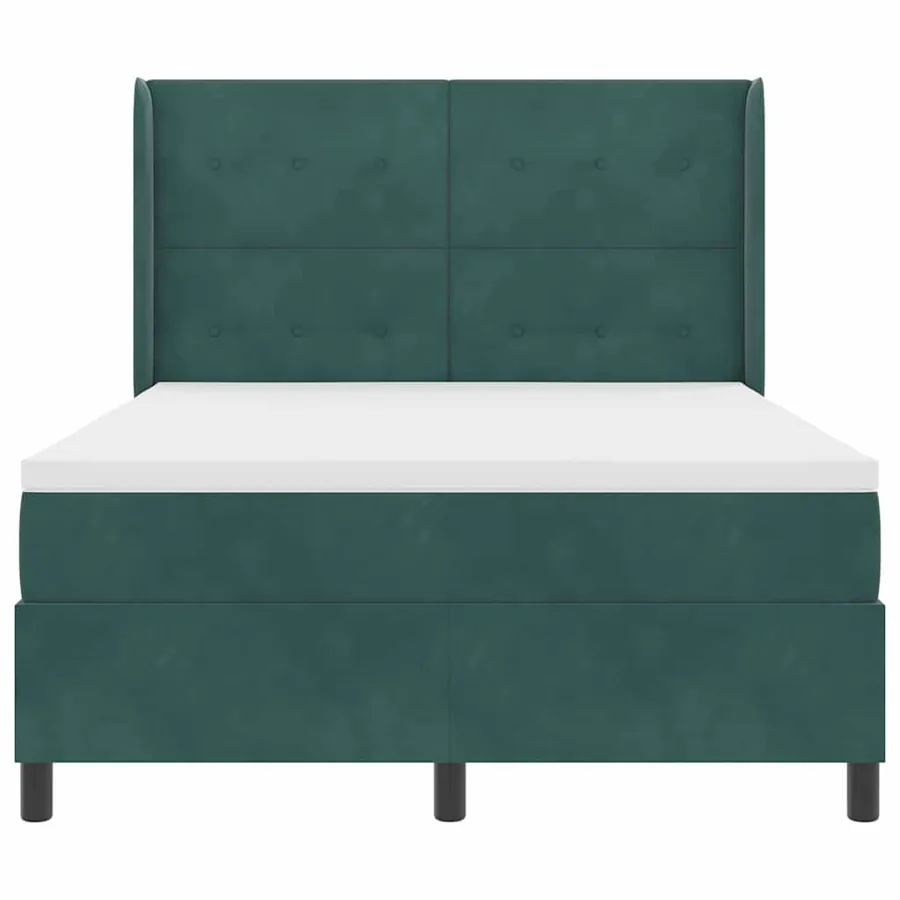 Lit à ressorts avec tête de lit Vert foncé 140 x 200 cm Velours - 7