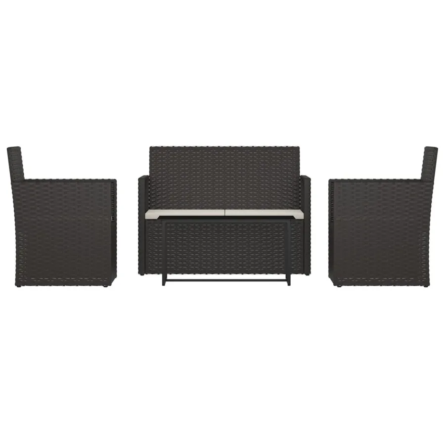 Mobilier d'extérieur 4 pcs avec coussins Résine tressée Noir - 2
