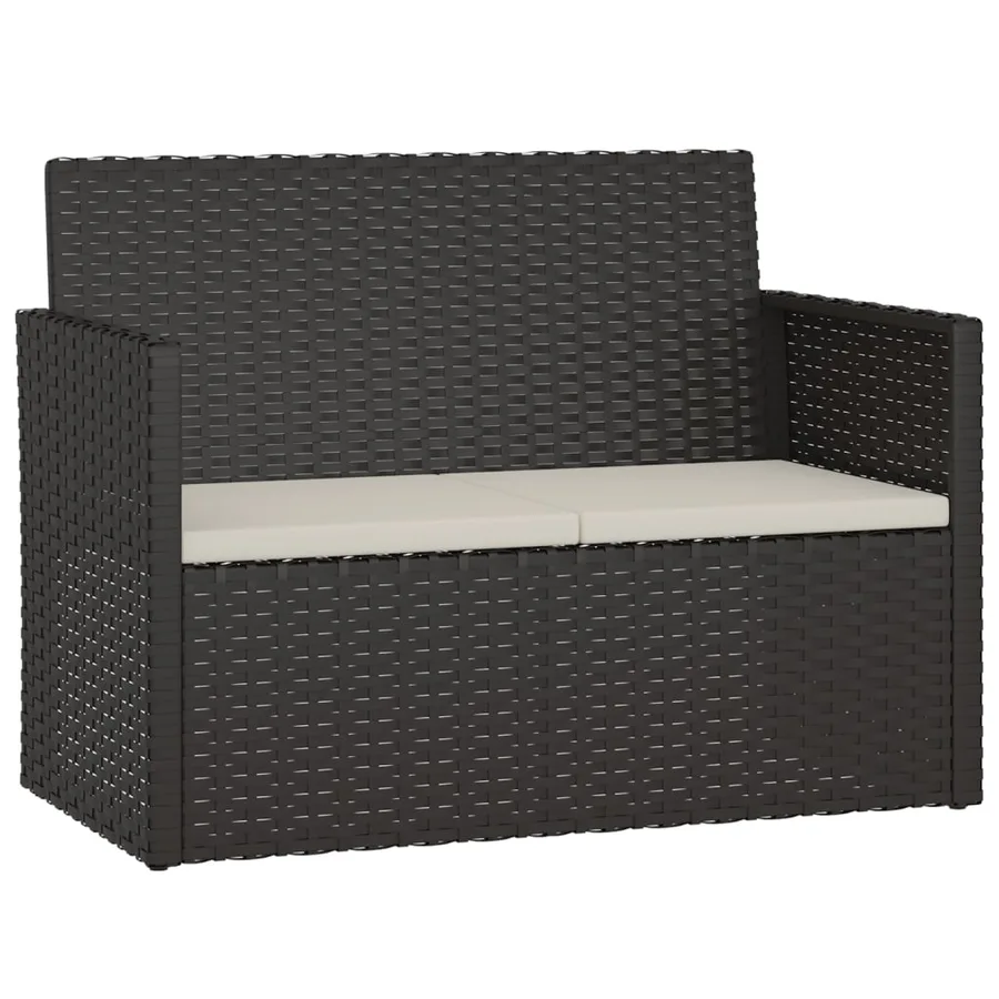 Mobilier d'extérieur 4 pcs avec coussins Résine tressée Noir - 4