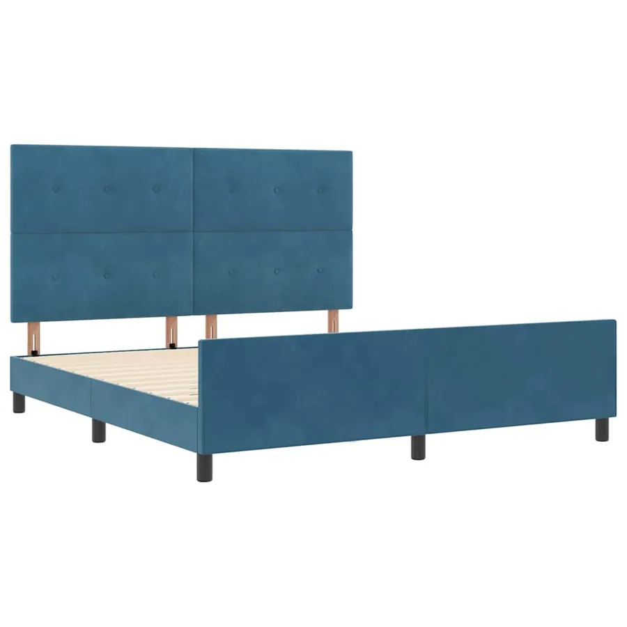 Lit à ressorts avec tête de lit Bleu foncé 180 x 200 cm Velours - 5