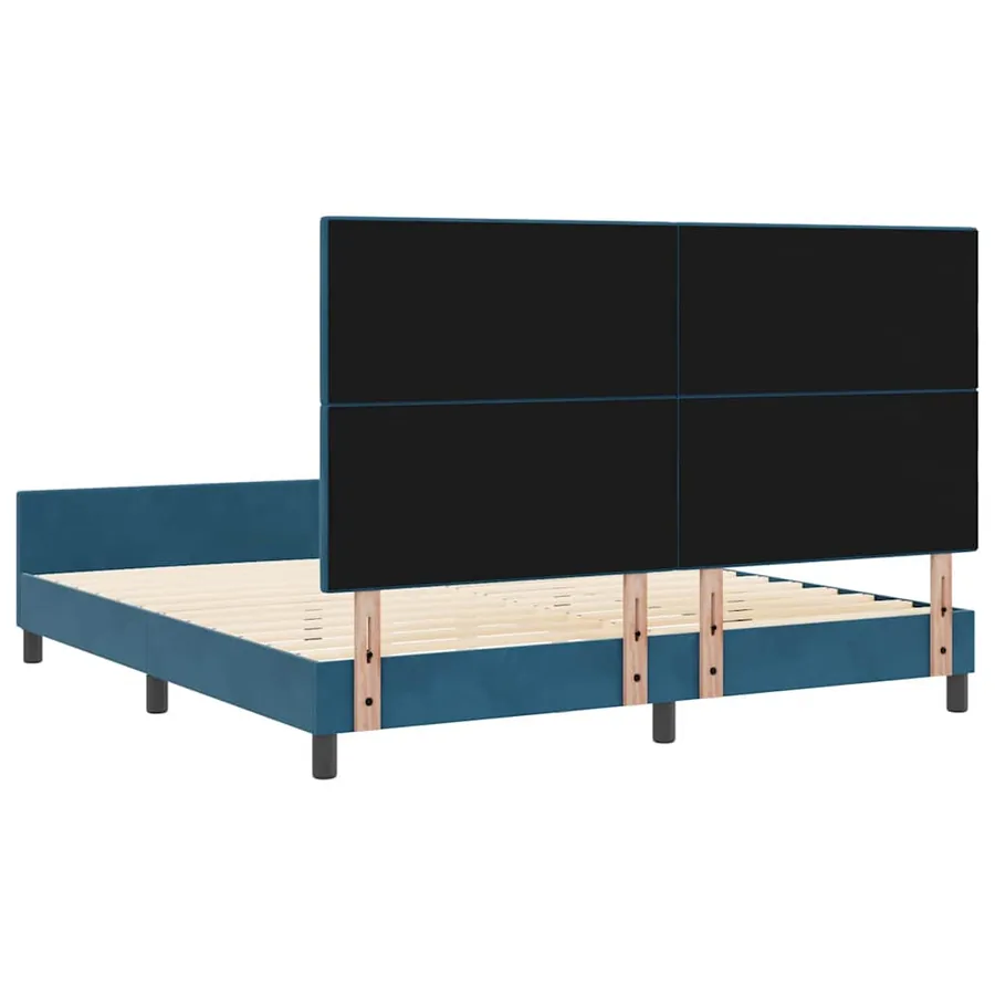 Lit à ressorts avec tête de lit Bleu foncé 180 x 200 cm Velours - 9