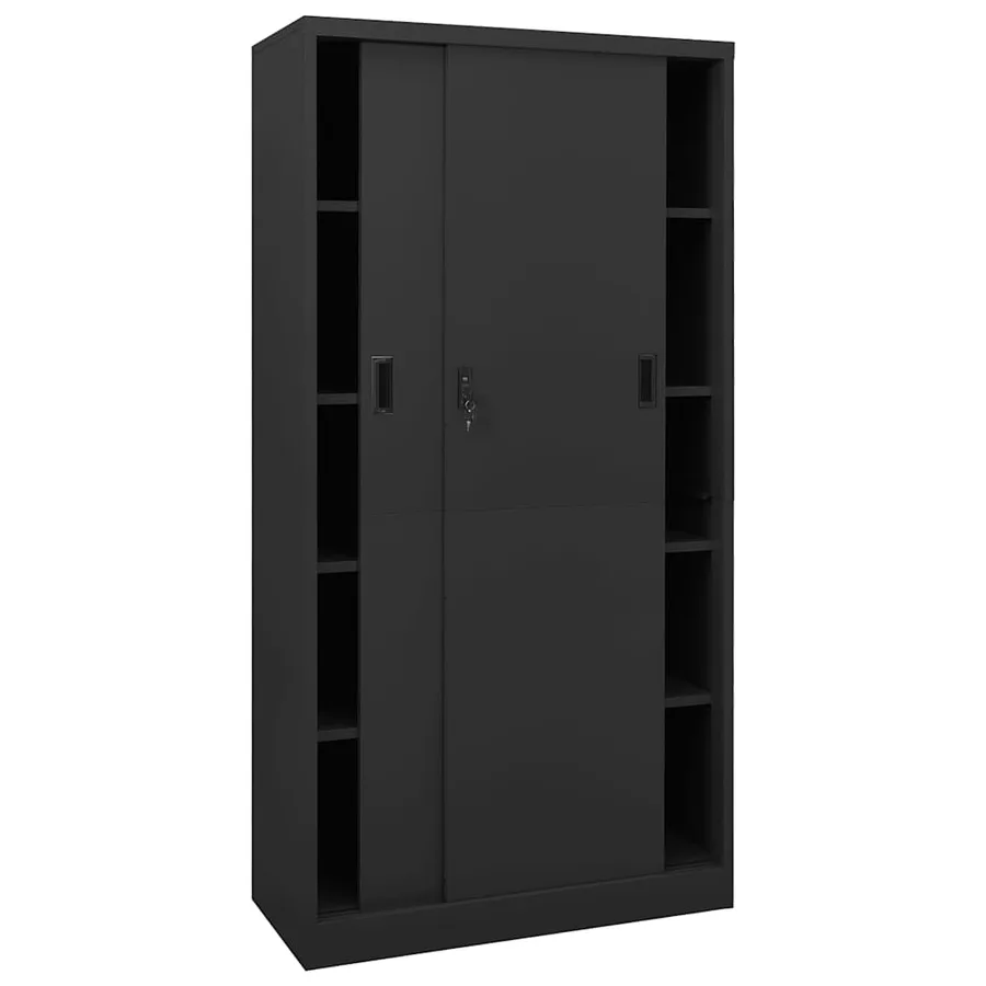 Armoire de bureau et porte coulissante Anthracite 90x40x180 cm - 3