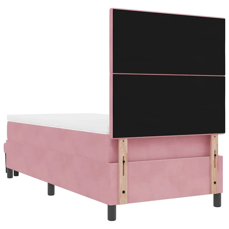 Lit à ressorts avec coussin Rose 190 x 90 cm Velours - 8