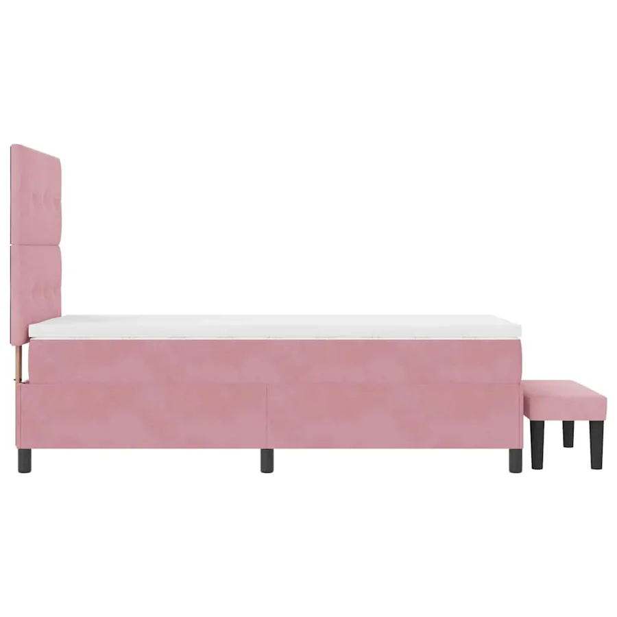 Lit à ressorts avec coussin Rose 190 x 90 cm Velours - 9