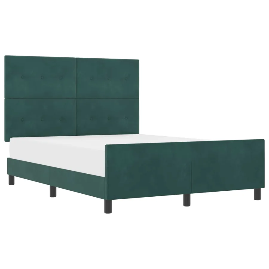Lit à ressorts avec tête de lit Vert foncé 140 x 190 cm Velours - 2