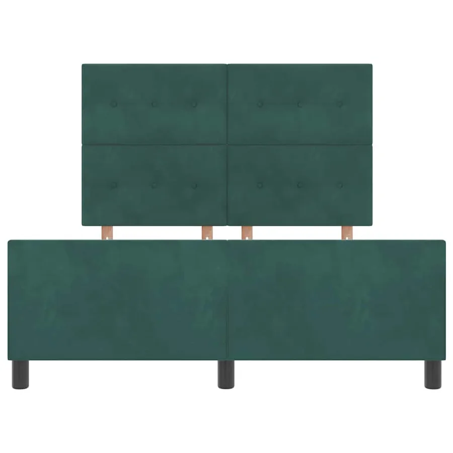 Lit à ressorts avec tête de lit Vert foncé 140 x 190 cm Velours - 7
