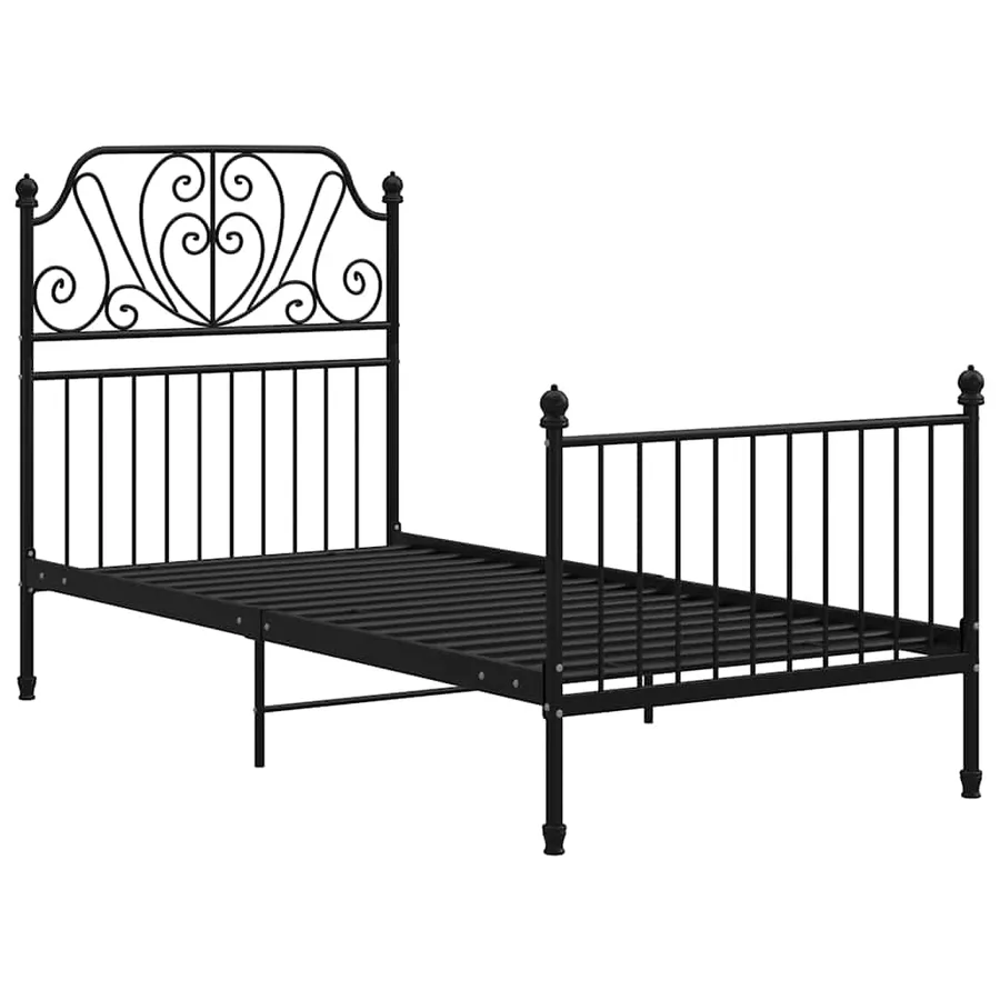 Cadre de lit sans matelas noir métal 90x200 cm - 2