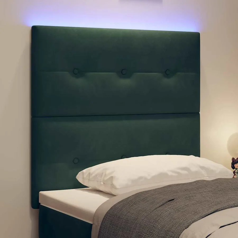 Tête de lit LED avec bandes LED Vert 90 cm Velours - 4