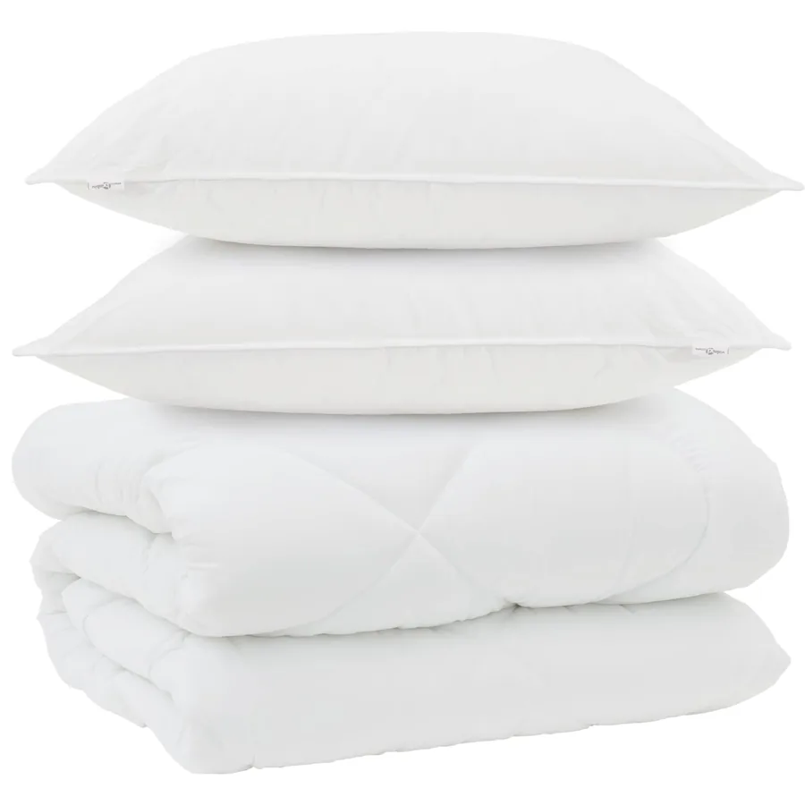 Duvet d'hiver avec oreiller 3 pcs Blanc Microfibre - 2