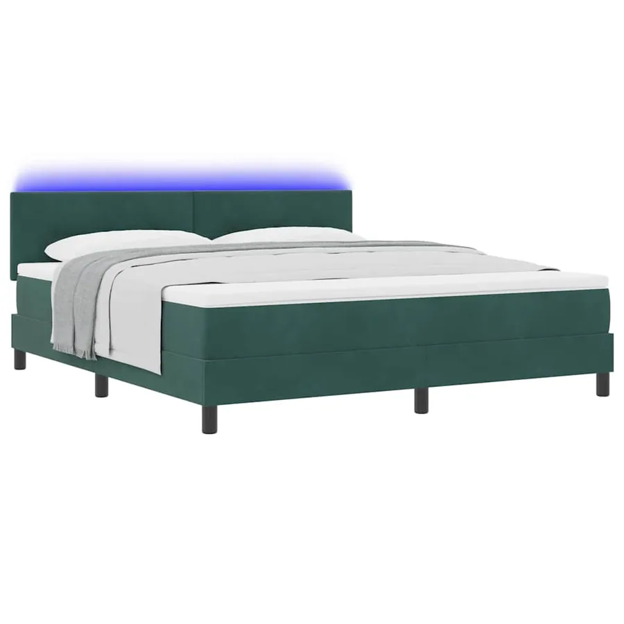 Lit à ressort LED Vert foncé 180 x 200 cm Velours - 3