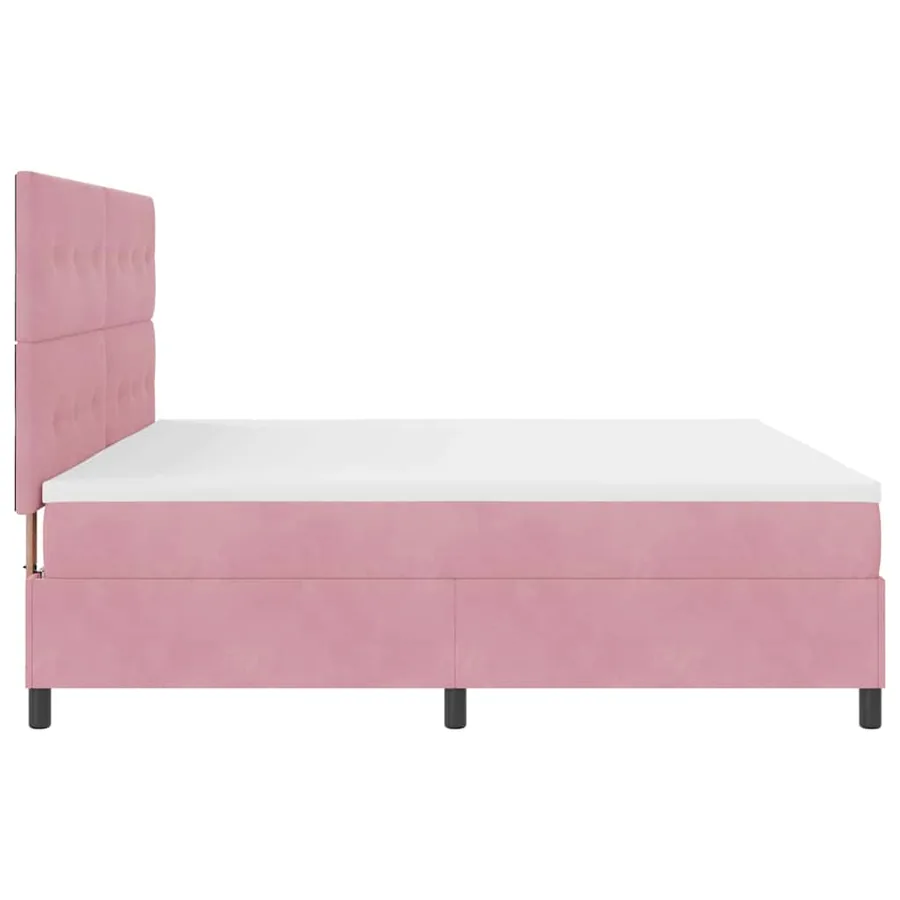 Lit à ressort LED avec tête de lit Rose 200 x 200 cm Velours - 9