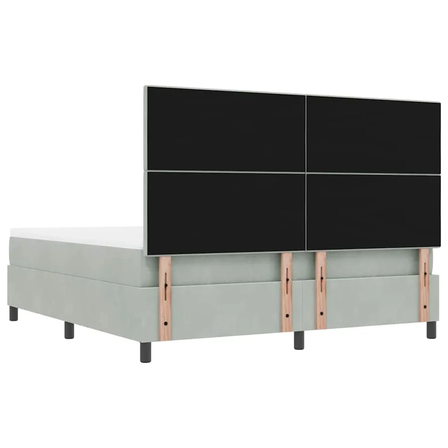 Lit à ressorts avec tête de lit Gris clair 200 x 180 cm Velours - 10