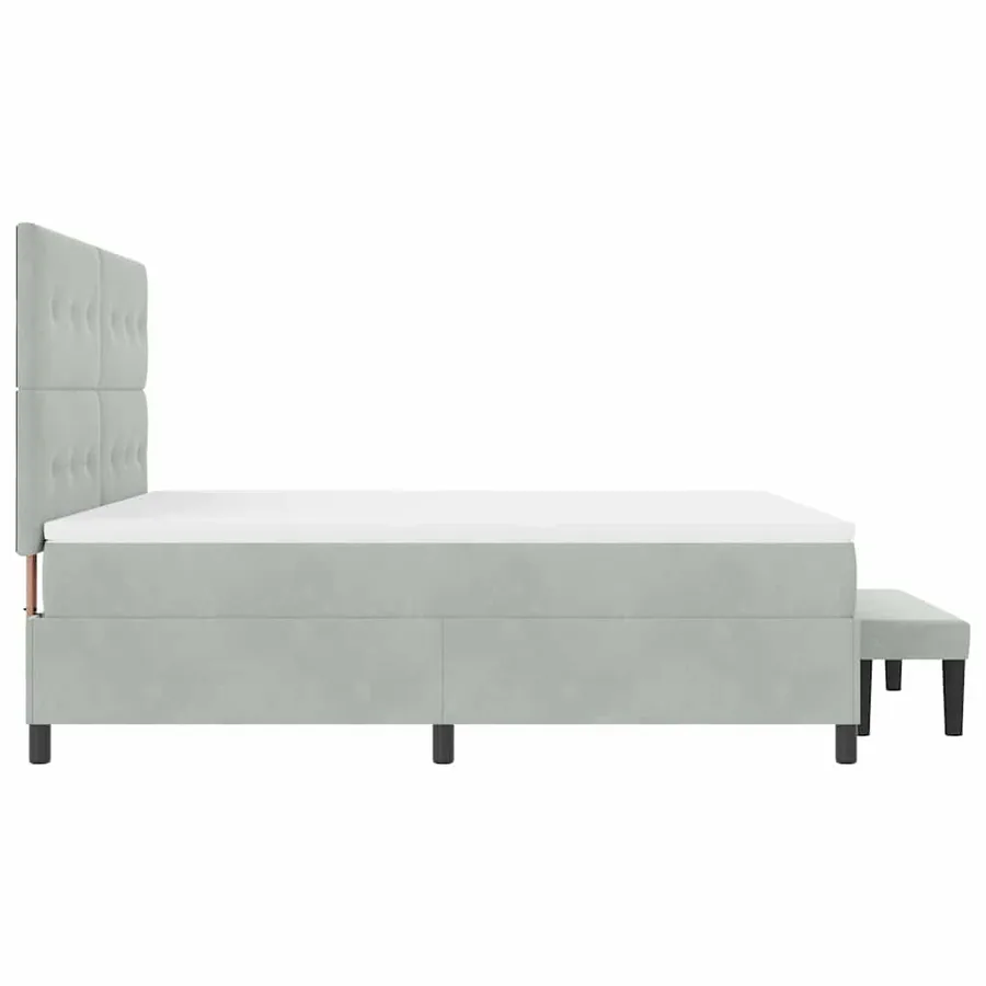 Lit à ressorts avec tête de lit Gris clair 200 x 180 cm Velours - 9