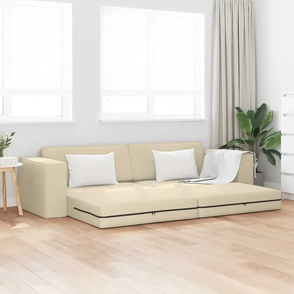 Canapé-Lit Crème 245 x 78 x 77 cm tissu