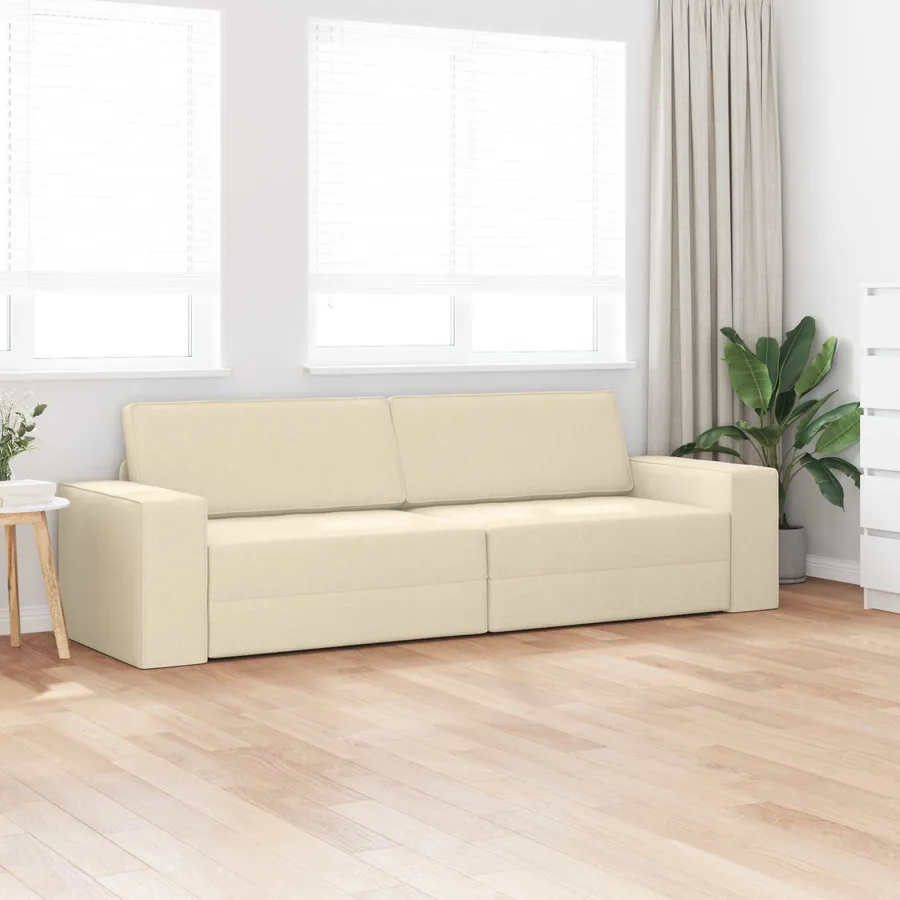 Canapé-Lit Crème 245 x 78 x 77 cm tissu - 3