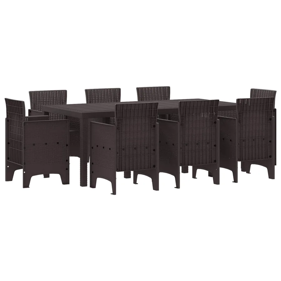 Ensemble de salle à manger pour jardin 9 pcs Marron