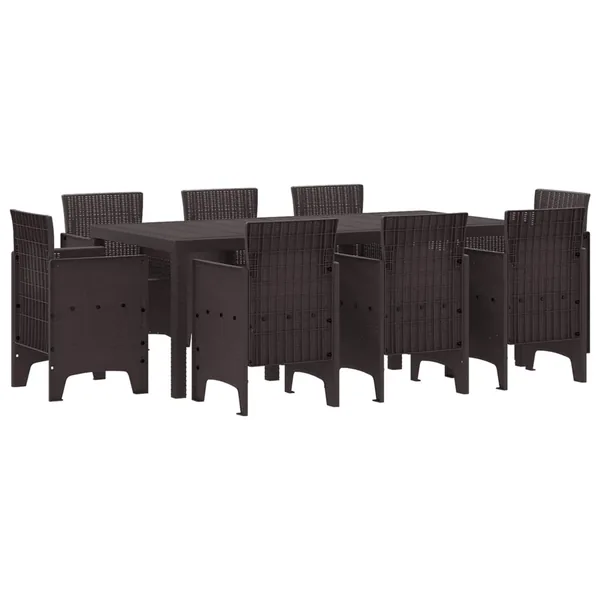 Ensemble de salle à manger pour jardin 9 pcs Marron