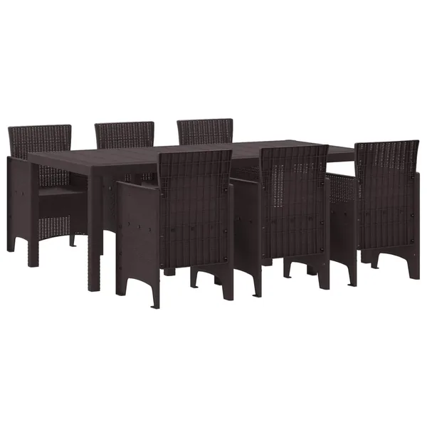 Ensemble de salle à manger pour jardin 7 pcs Marron