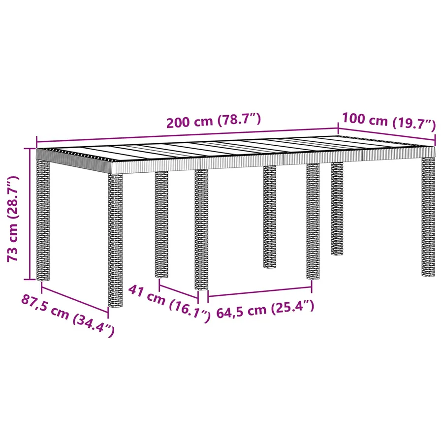Ensemble de salle à manger pour jardin 7 pcs Marron - 3