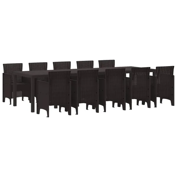 Ensemble de salle à manger pour jardin 11 pcs Marron Rotin