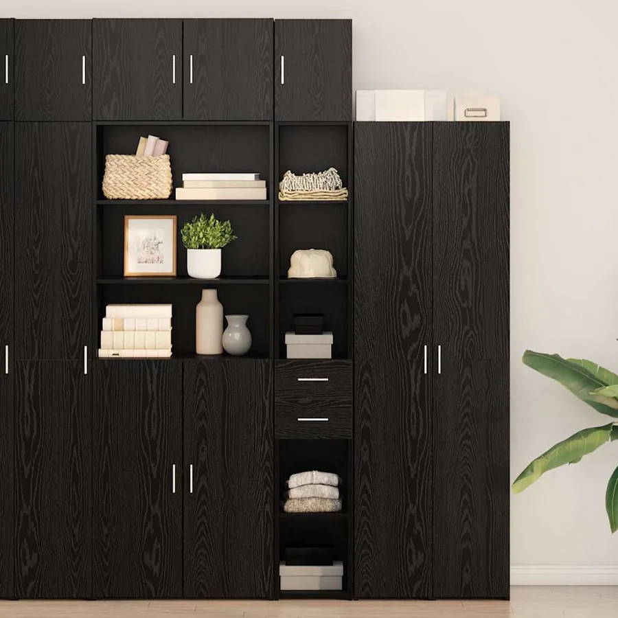 Armoire de rangement 2 pcs Chêne noir 30 x 42,5 x 225 cm