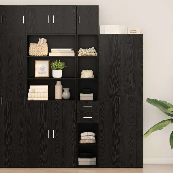 Armoire de rangement 2 pcs Chêne noir 30 x 42,5 x 225 cm