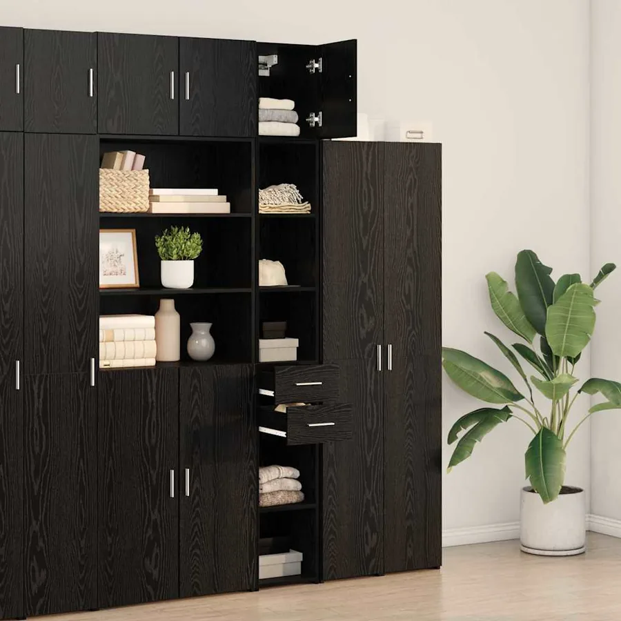 Armoire de rangement 2 pcs Chêne noir 30 x 42,5 x 225 cm - 4