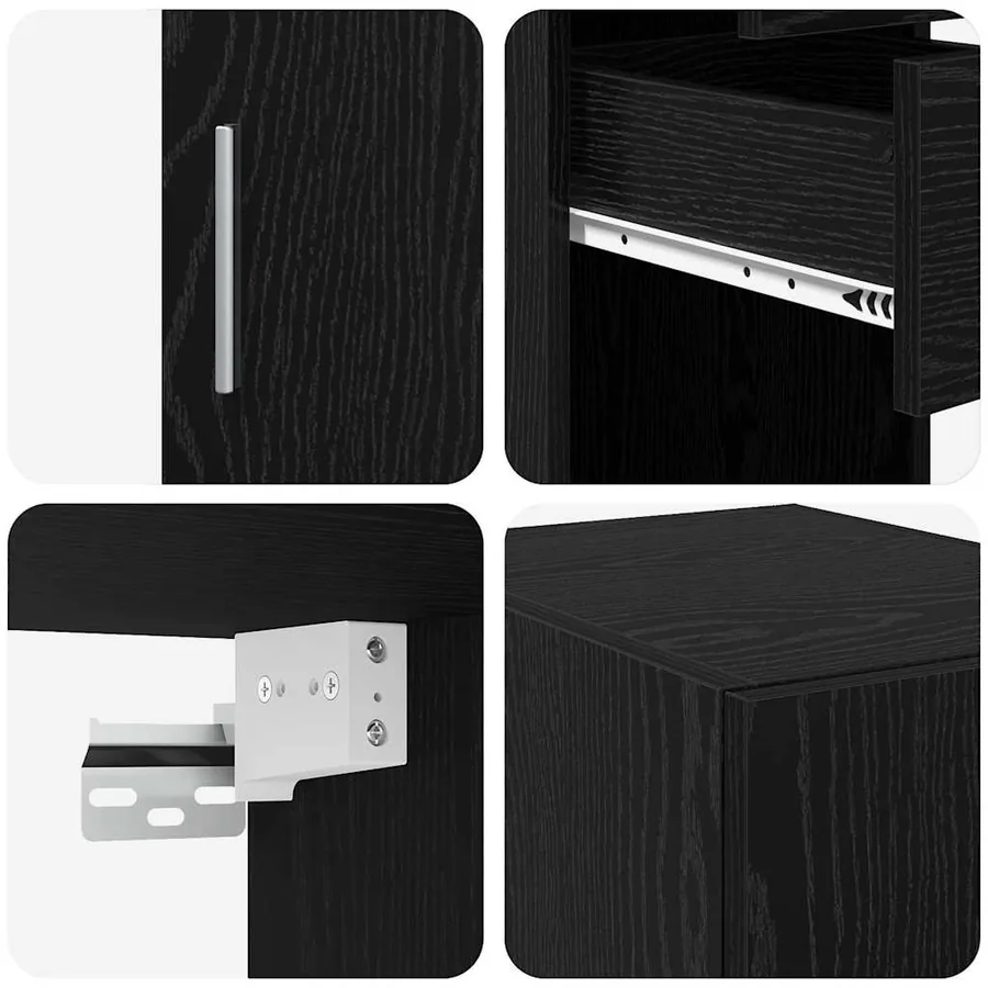 Armoire de rangement 2 pcs Chêne noir 30 x 42,5 x 225 cm - 8