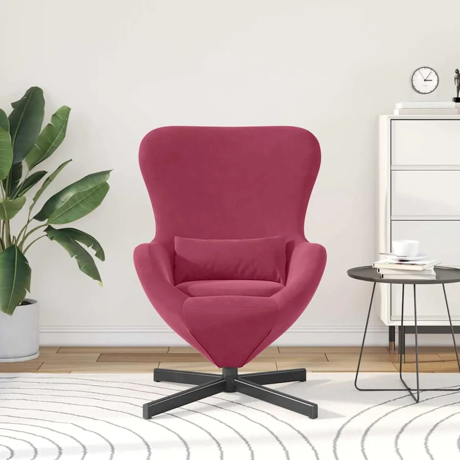 Fauteuil œuf Bordeaux 63 x 73 x 90 cm Velours - 3