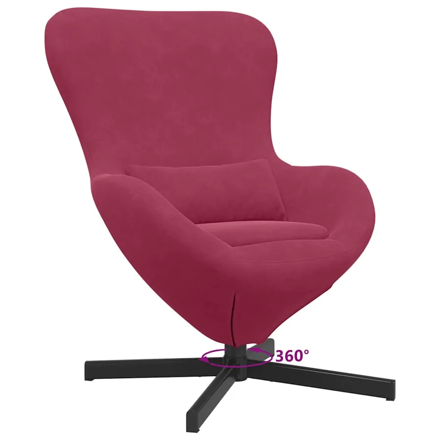 Fauteuil œuf Bordeaux 63 x 73 x 90 cm Velours - 9