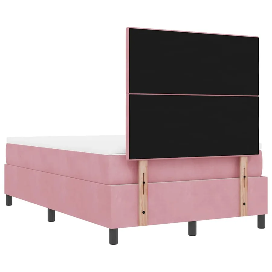 Lit à ressorts avec tête de lit Rose 200 x 120 cm Velours - 8