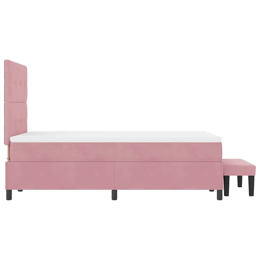 Lit à ressorts avec tête de lit Rose 200 x 120 cm Velours - 9