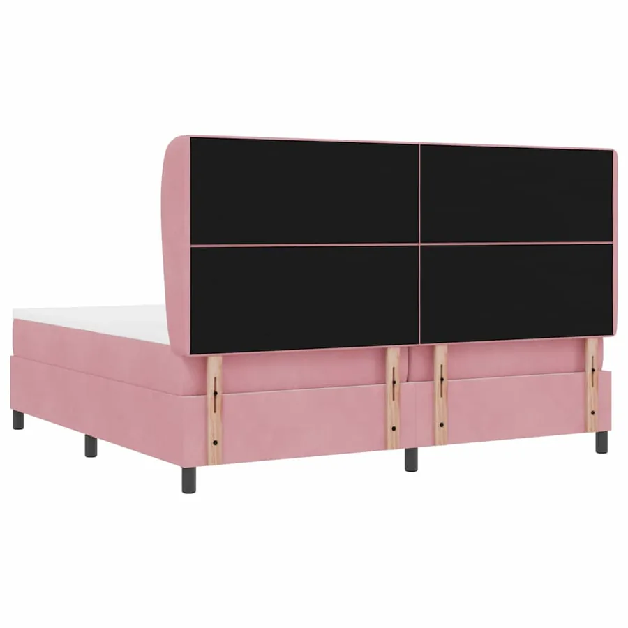 Lit à ressorts avec tête de lit Rose 200 x 200 cm Velours - 9