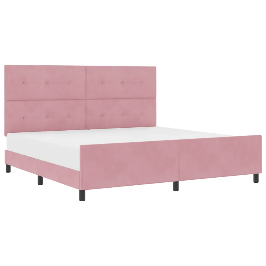 Lit à ressorts avec tête de lit Rose 200 x 200 cm Velours - 2