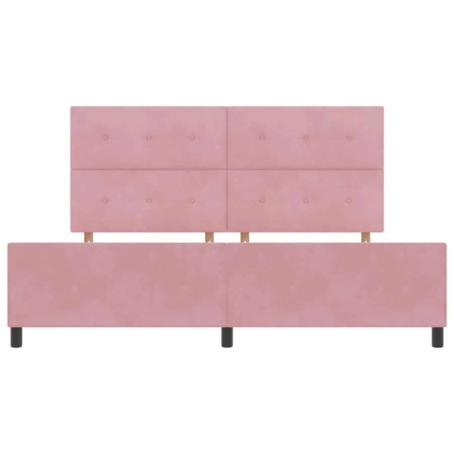 Lit à ressorts avec tête de lit Rose 200 x 200 cm Velours - 7