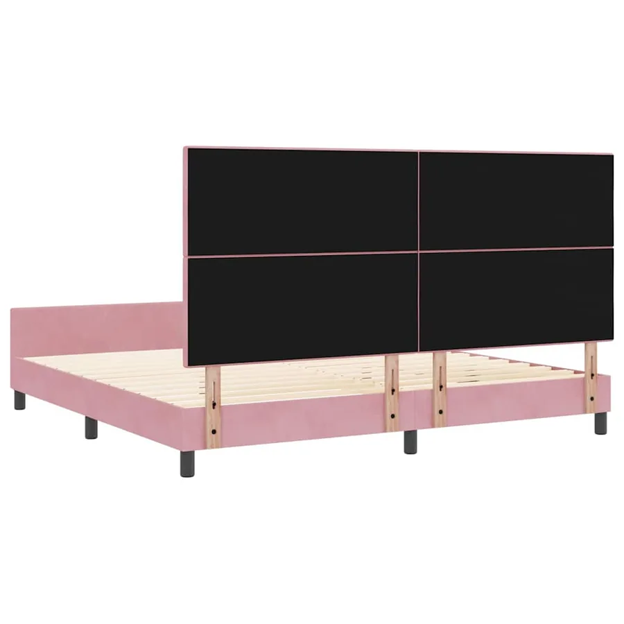 Lit à ressorts avec tête de lit Rose 200 x 200 cm Velours - 9