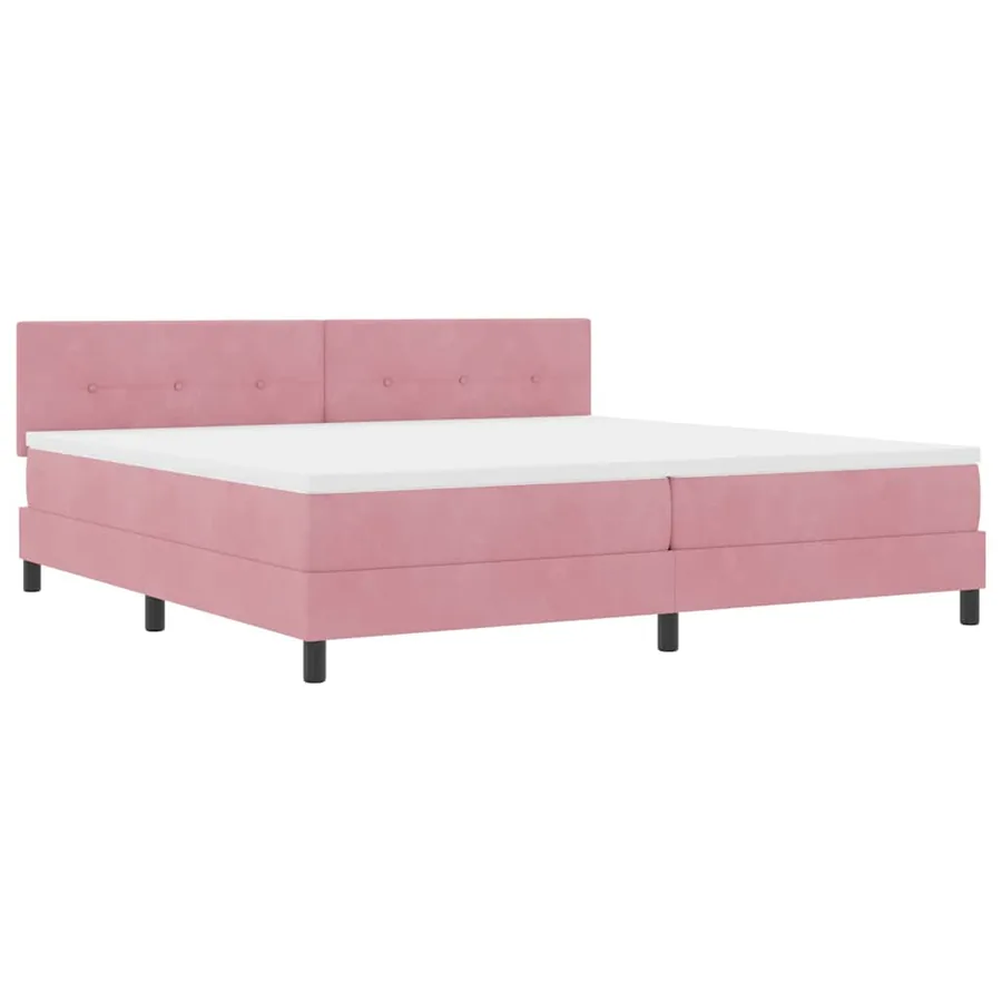 Lit à ressorts avec tête de lit Rose 200 x 200 cm Velours - 4