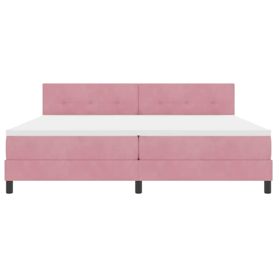 Lit à ressorts avec tête de lit Rose 200 x 200 cm Velours - 7