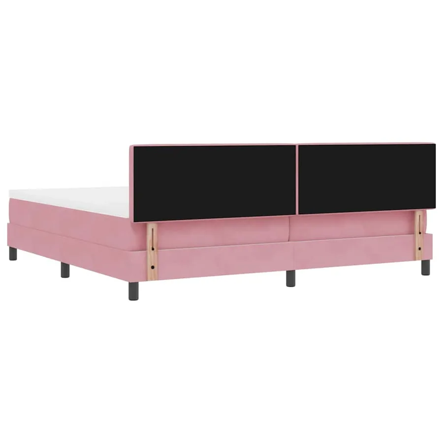 Lit à ressorts avec tête de lit Rose 200 x 200 cm Velours - 9
