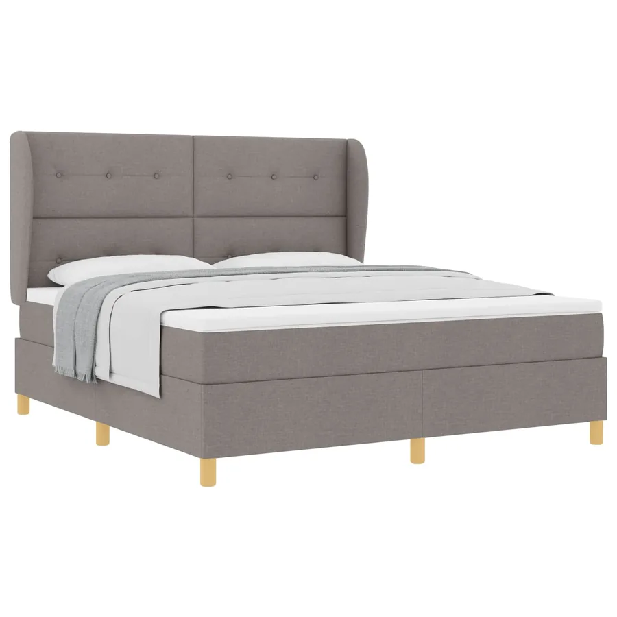 Lit à ressorts avec tête de lit Taupe 200 x 180 cm tissu - 2