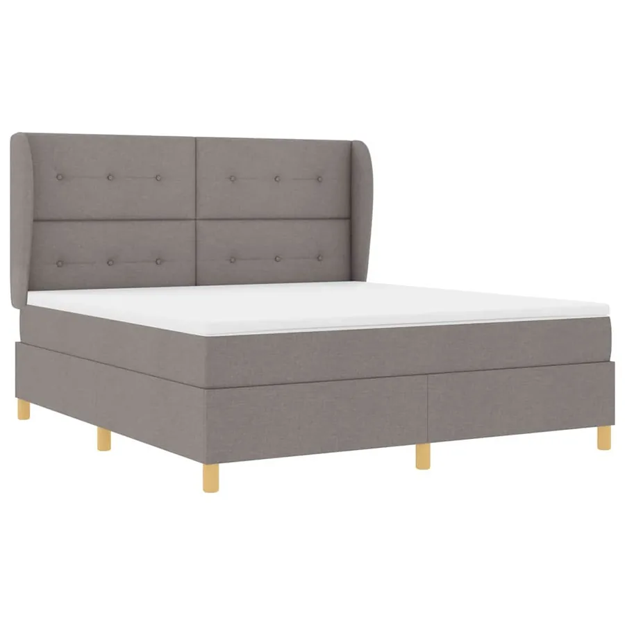 Lit à ressorts avec tête de lit Taupe 200 x 180 cm tissu - 5
