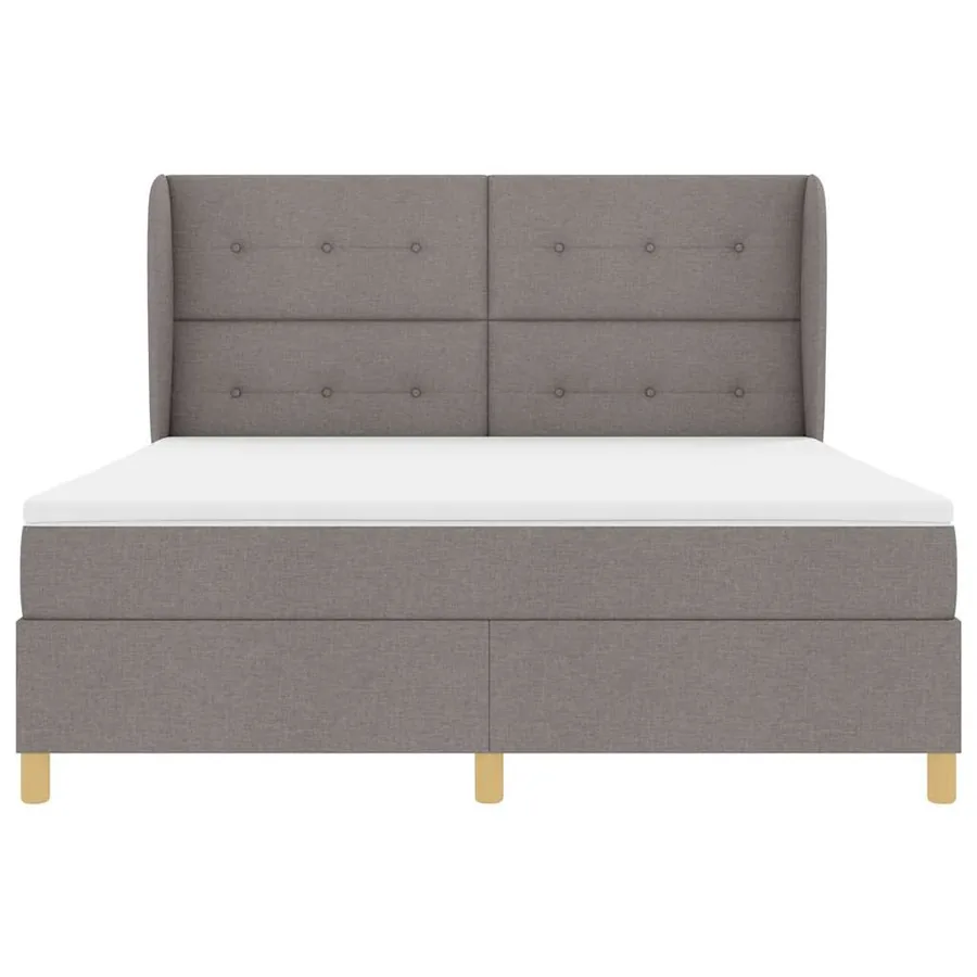 Lit à ressorts avec tête de lit Taupe 200 x 180 cm tissu - 7