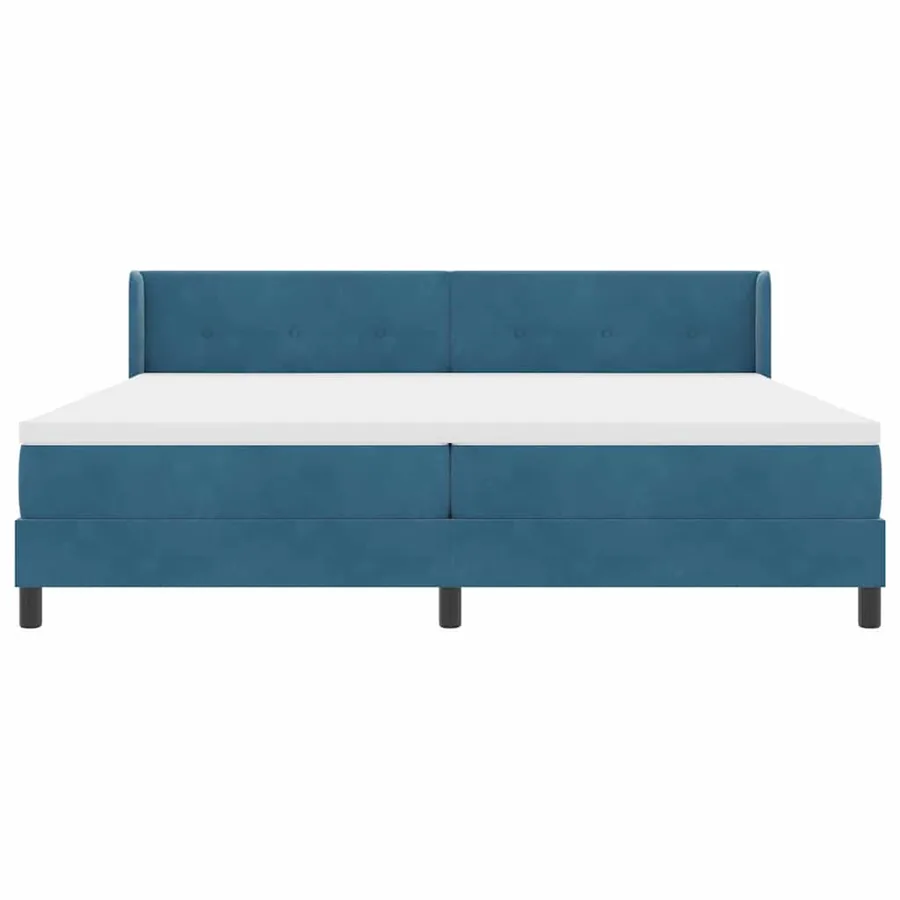 Lit à ressorts avec tête de lit Bleu foncé 200 x 200 cm Velours - 7