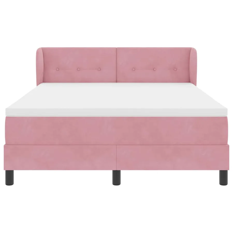 Lit à ressorts avec tête de lit Rose 160 x 200 cm Velours - 6