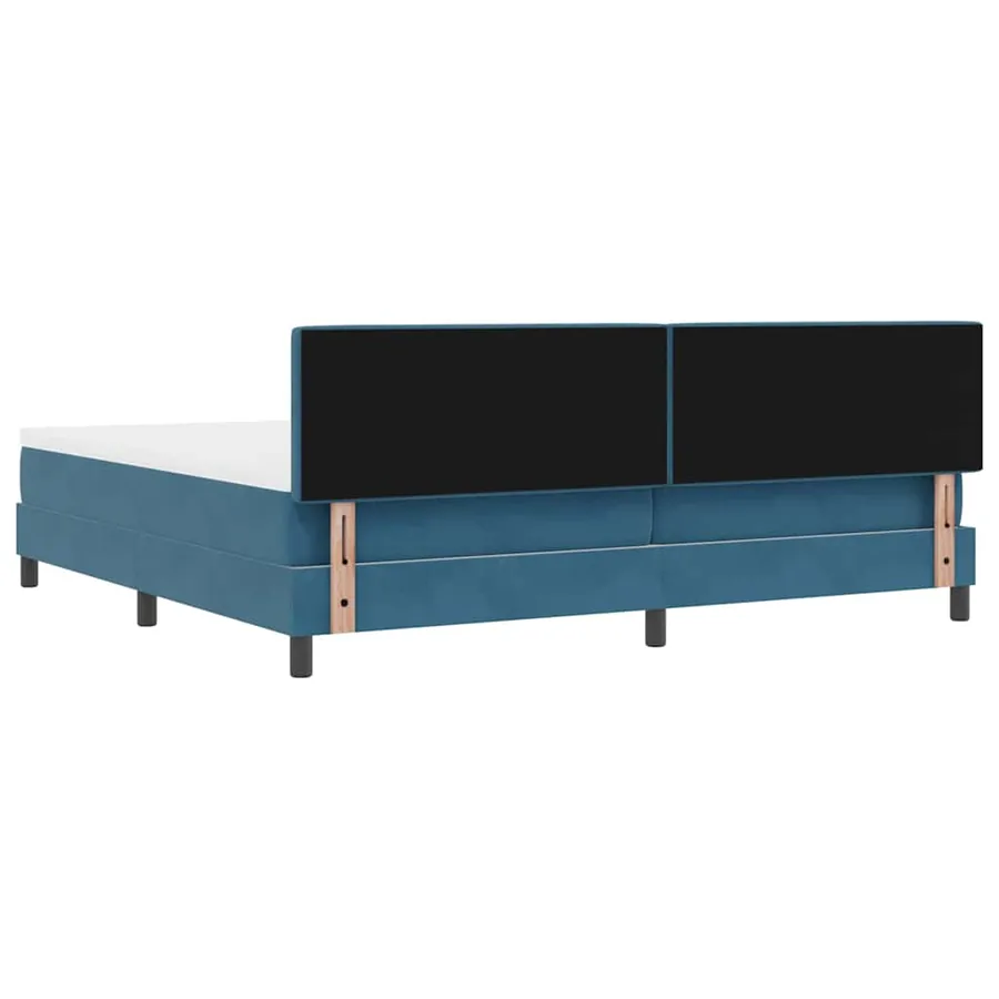 Lit à ressort LED Bleu foncé 200 x 200 cm Velours - 9