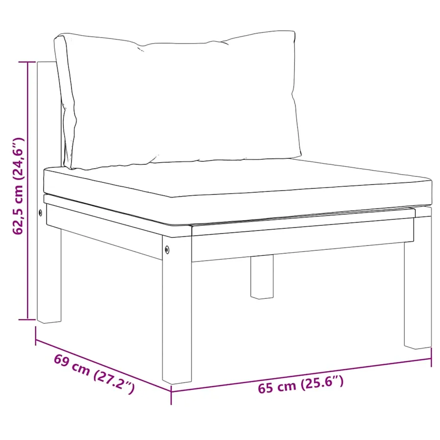 Ensemble de canapés 2 pcs et coussins blanc crème Acacia solide - 12