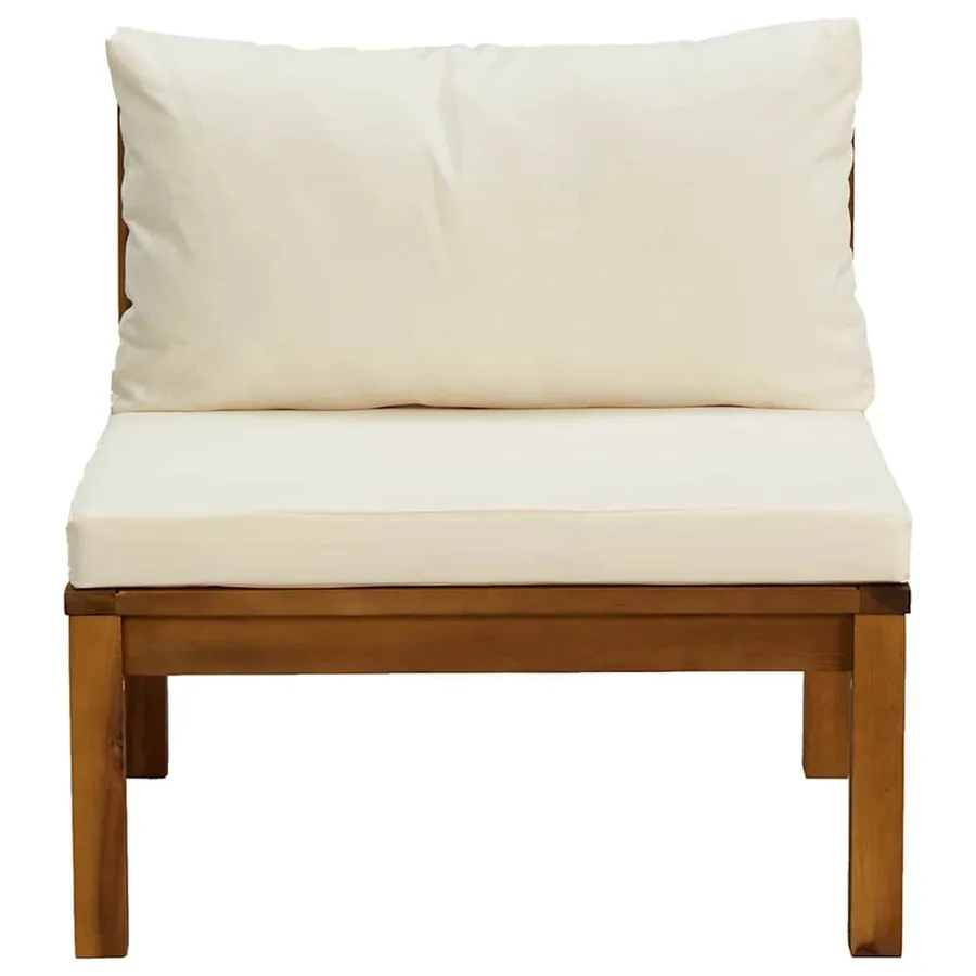 Ensemble de canapés 2 pcs et coussins blanc crème Acacia solide - 4