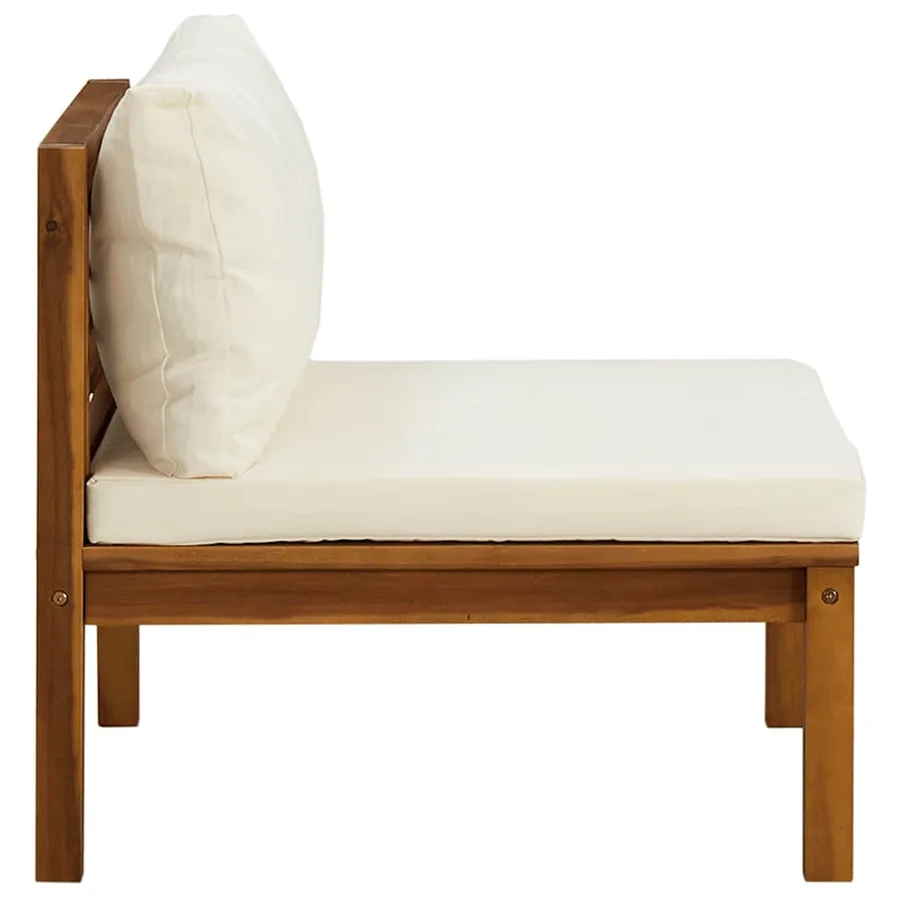 Ensemble de canapés 2 pcs et coussins blanc crème Acacia solide - 5