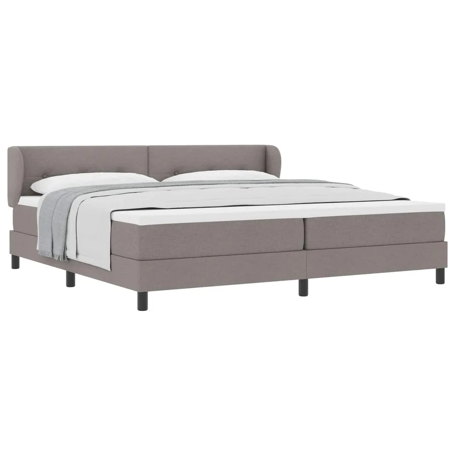 Lit à ressorts avec tête de lit Taupe 200 x 200 cm tissu - 2